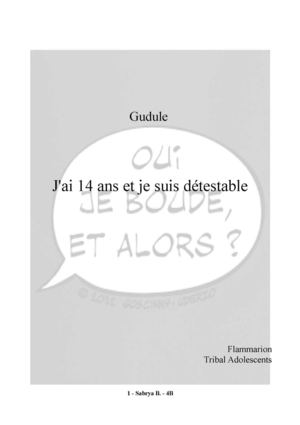 Journal de Sabrya : J'ai 14 Ans Et Je Suis Détestable de Gudule