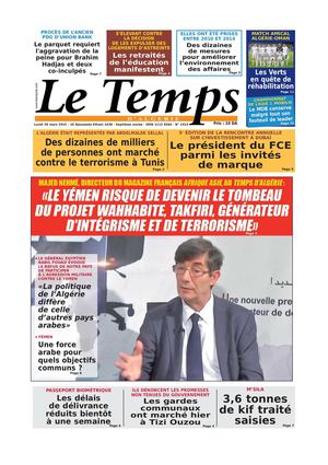 Le Temps d'Algérie Edition du Lundi 30 Mars 2015