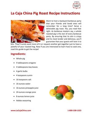 La Caja China Pig Roast Recipe Instructions