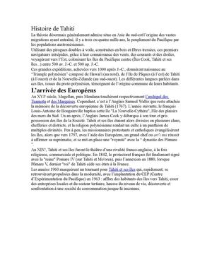 Histoire De Tahiti
