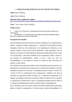 Formato Registro Lectura Henry Mintzberg