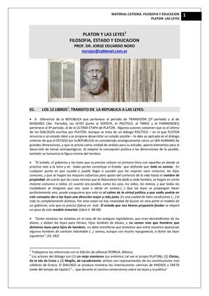 192. PLATON Y LAS LEYES. FILOSOFIA, ESTADO, EDUCACION
