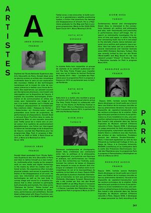 Biographies des 260 artistes Park in progress