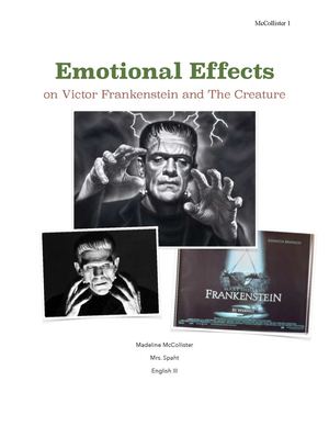 Emotional Effects on Victor Frankenstein and the Creature