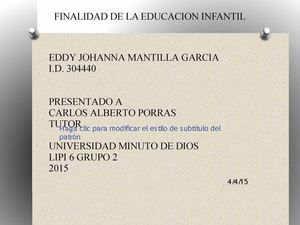 Finalidad De La Educacion Infantil Porras
