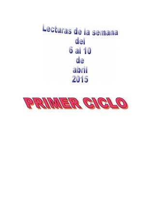 Lecturas De La Semana Del 6 Al 10 De Abril Primer Ciclo
