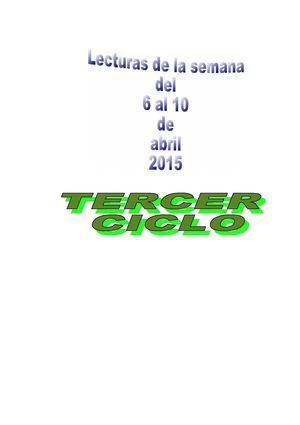 Lecturas De La Semana Del 6 Al 10 De Abril Tercer Ciclo
