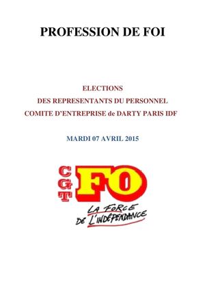 Profession De Foi Cgt Fo Darty Paris Idf