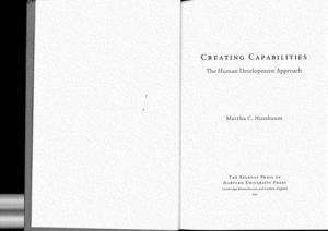 Creating Capabilities The Human Development Approach Harvard University Press (2011)