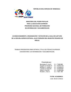 Proyecto Acondicionamiento De La Sala De Lectura