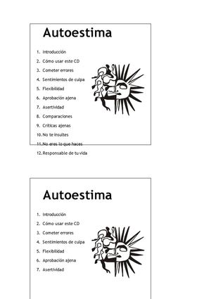 Carátula Cd Autoestima
