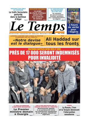 Le Temps d'Algérie Edition du Mercredi 8 Avril 2015