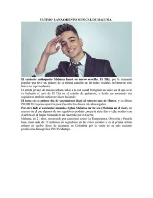 Ultimo Lanzamiento Musical De Maluma