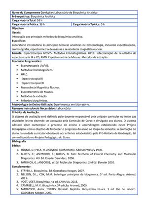 Laboratório de Bioquímica Analítica