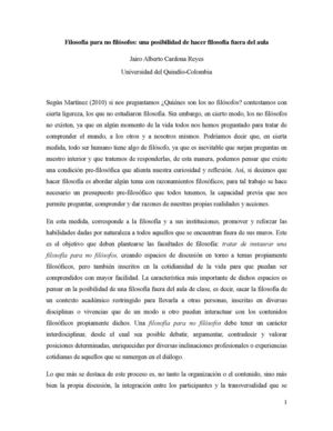 Filosofía para no filósofos: una posibilidad de hacer filosofía fuera del aula