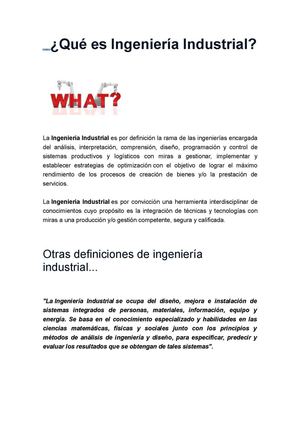 Qué Es Ingeniería Industrial