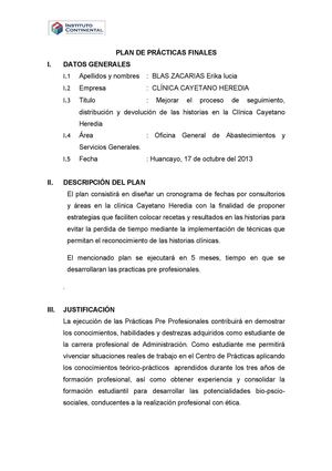 Plan De Practicas Clinica Cayetano