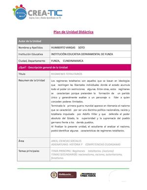 Plantilla Completa Plan De Unidad Didáctica