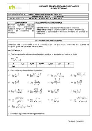 Guia Limites Y Continuidad Fcni
