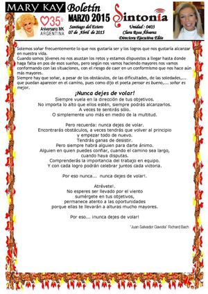 Boletín Marzo 2015 - Unidad 403 Sintonía - Mary Kay - Santiago del Estero