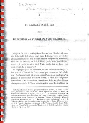 ARISITUM, étude historique par le Baron de GAUJAL