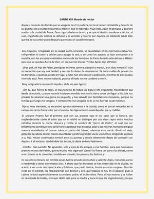 Canto XXII Muerte De Héctor
