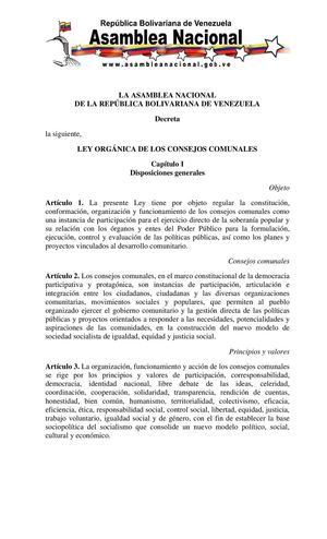 Ley Organica Consejos Comunales