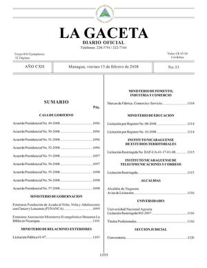 Gaceta No 33 De 15 02 08