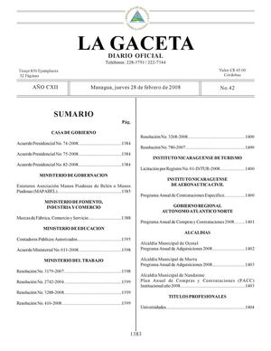 Gaceta No 42 De 28 02 08