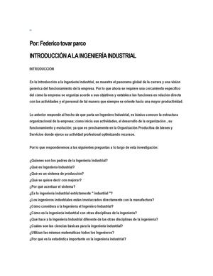 Introducción A La Ingeniería Industrial