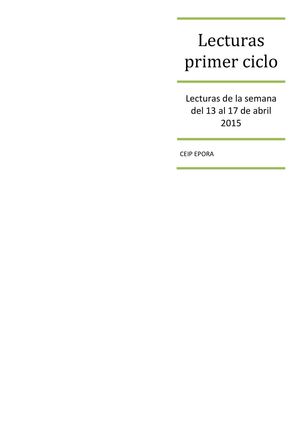 Lecturas Del 13 Al 17 De Abril Primer Ciclo