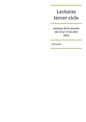 Lecturas Del 13 Al 17 De Abril Tercer Ciclo