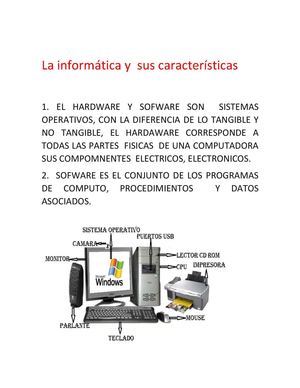 La Informática Y Sus Características