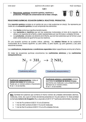 Reacciones Quimicas:  Conceptos Generales