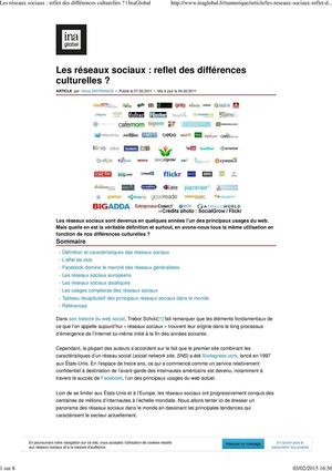 Les Réseaux Sociaux Reflet Des Différences Culturelles Ina Global