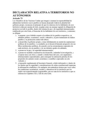 Declaración Relativa A Territorios No Autónomos