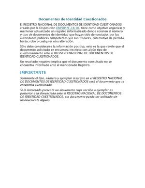 Documentos De Identidad Cuestionados