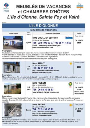 Meublés en Auzance et Vertonne (L'Ile d'Olonne, Vairé, Sainte Foy)y)