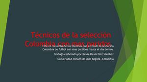 Técnicos De La Selección Colombia A Partir De