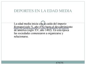 Deportes En La Edad Media