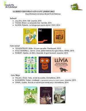 Llibres Recomanats Sant Jordi 2015