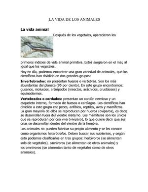 La Vida De Los Animales