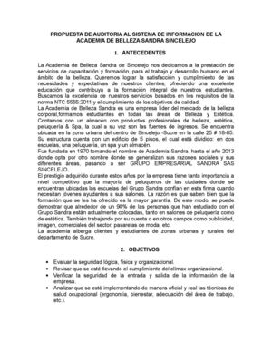 Propuesta De Auditoria Al Sistema De Informacion De La Academia De Belleza Sandra Sincelejo
