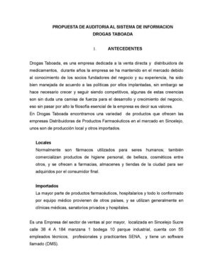 Propuesta De Auditoria Empresa Drogas Taboada