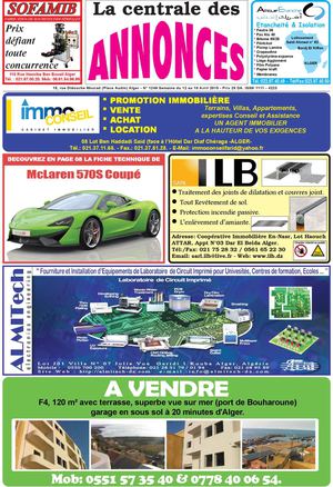 La Centrale des Annonces N° 1246 Semaine du 12 au 18 Avril 2015