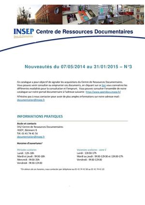 Catalogue des nouvelles acquisitions du CRD de l'INSEP n°3