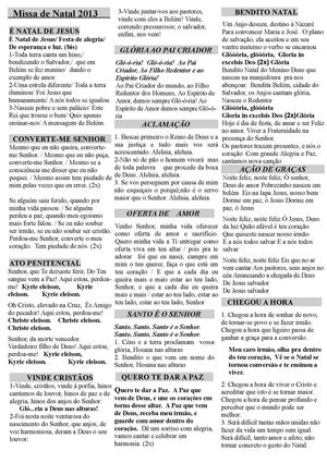 Folha De Cantos Natal 2013