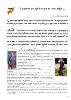 Recit 35 Ans De Speleo