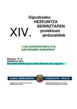 Gipuzkoako BERRITZEGUNEtako XIV Jardunaldiak 2015 (Zirriborroa)