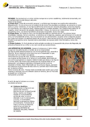 Tema 019 Arte Contemporáneo Español Picaso,dali, Gargallo, Chillida